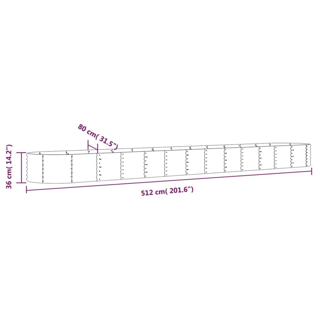 vidaXL Hochbeet Pulverbeschichteter Stahl 512x80x36 cm Grün