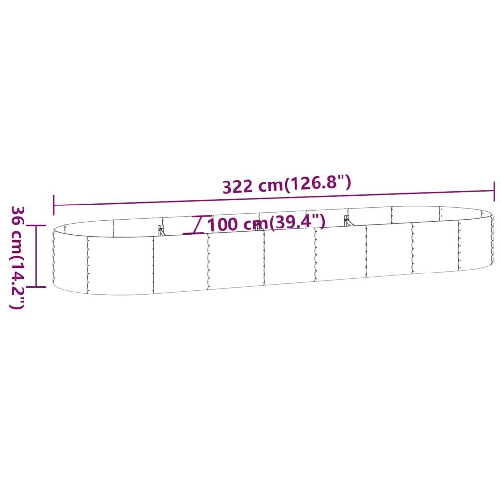 vidaXL Hochbeet Pulverbeschichteter Stahl 322x100x36 cm Grün