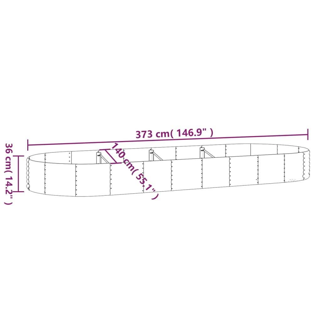 vidaXL Hochbeet Pulverbeschichteter Stahl 373x140x36 cm Grün