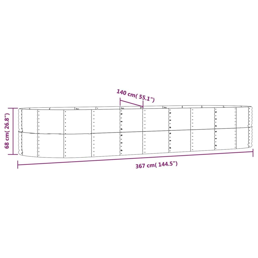 vidaXL Hochbeet Grau 367x140x68 cm Pulverbeschichteter Stahl