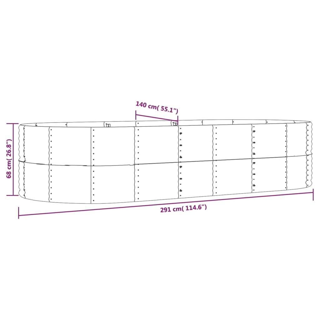 vidaXL Hochbeet Grau 291x140x68 cm Pulverbeschichteter Stahl