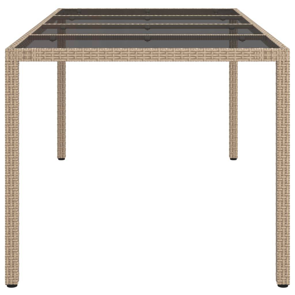 vidaXL Gartentisch Beige 190x90x75 cm Gehärtetes Glas und Poly Rattan