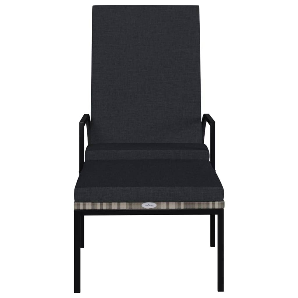 vidaXL Sonnenliegen 2 Stk. mit Fußhocker PE-Rattan Grau
