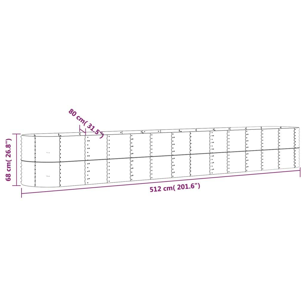 vidaXL Hochbeet Pulverbeschichteter Stahl 512x80x68 cm Silbern