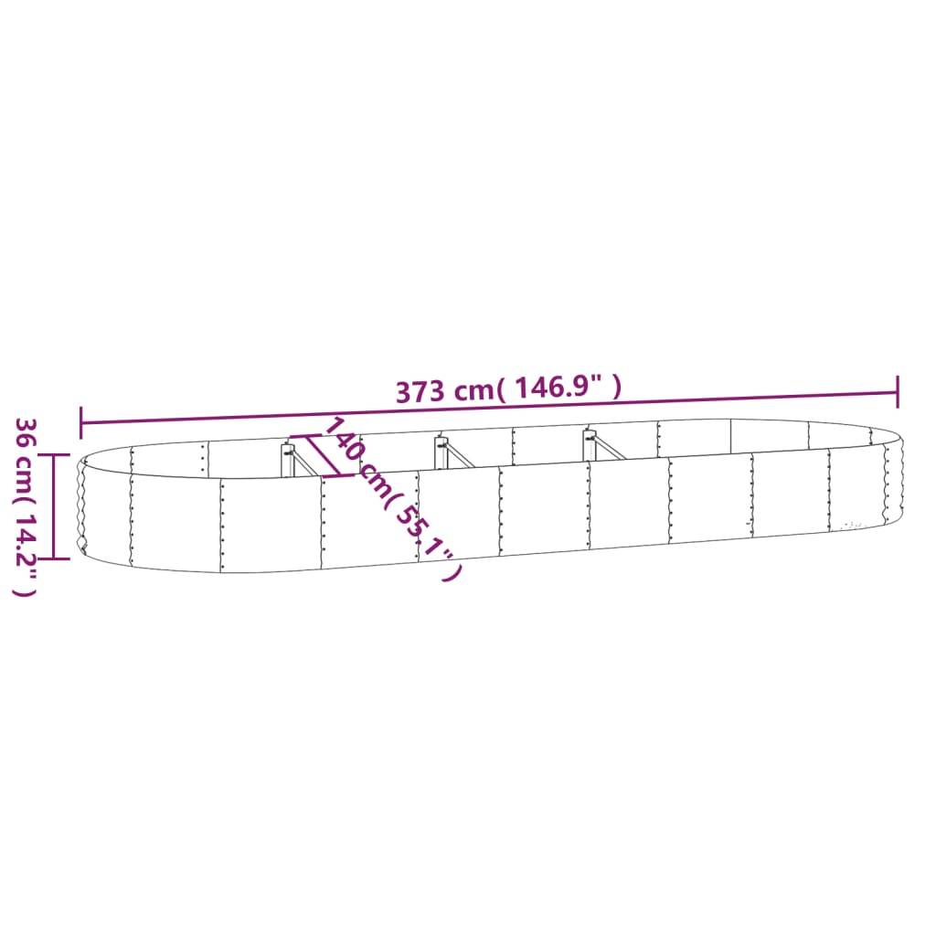 vidaXL Hochbeet Pulverbeschichteter Stahl 373x140x36 cm Braun