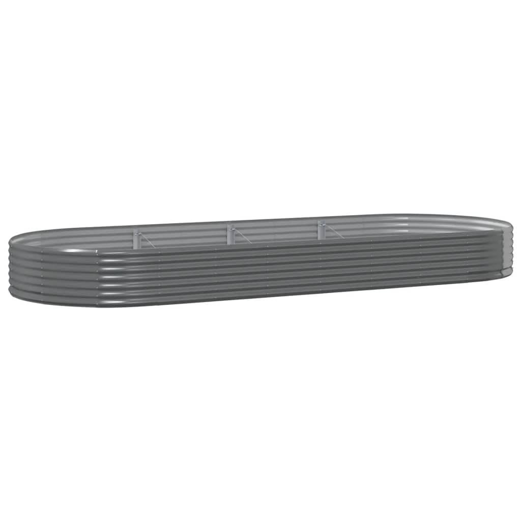 vidaXL Hochbeet Pulverbeschichteter Stahl 373x140x36 cm Grau