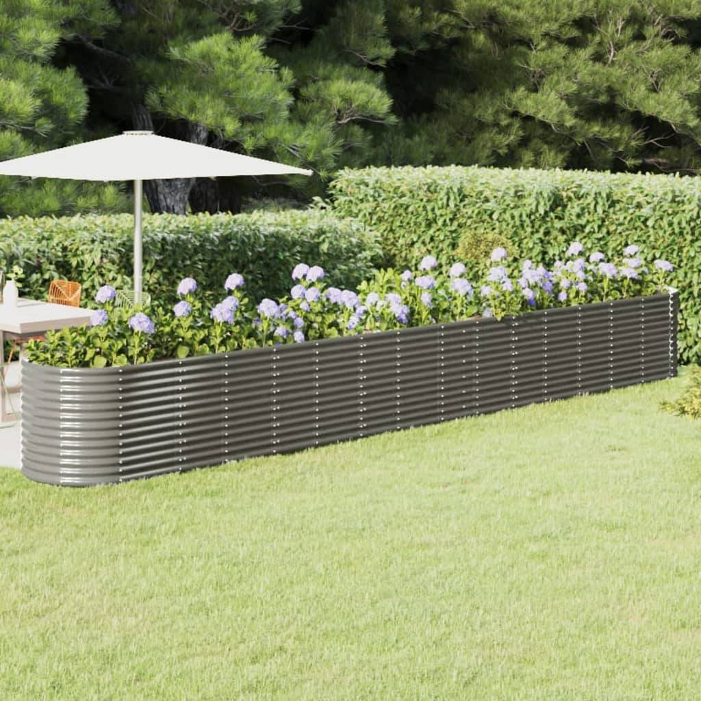 vidaXL Hochbeet Pulverbeschichteter Stahl 620x80x68 cm Grau