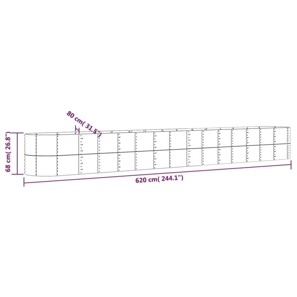 vidaXL Hochbeet Pulverbeschichteter Stahl 620x80x68 cm Grau