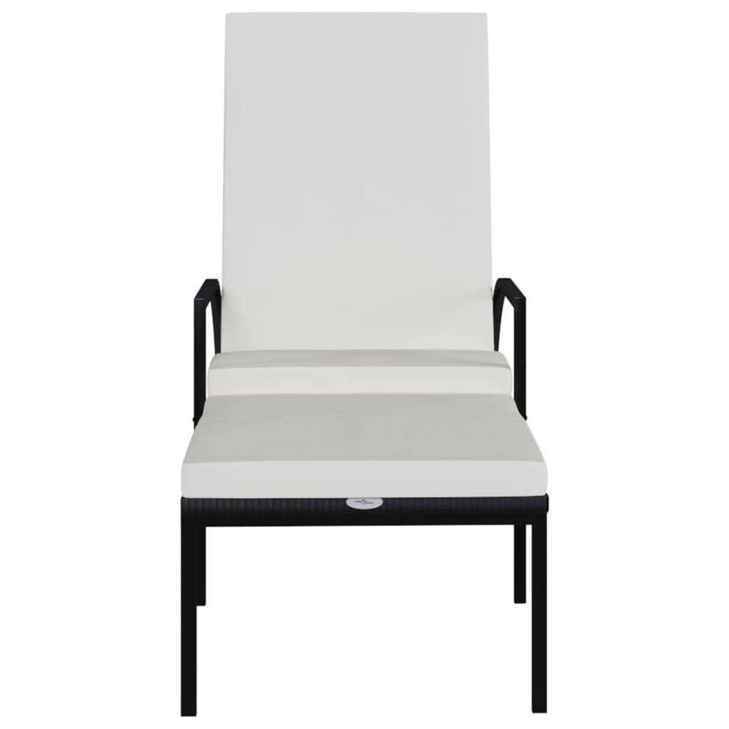 vidaXL Sonnenliege mit Fußhocker PE-Rattan Schwarz