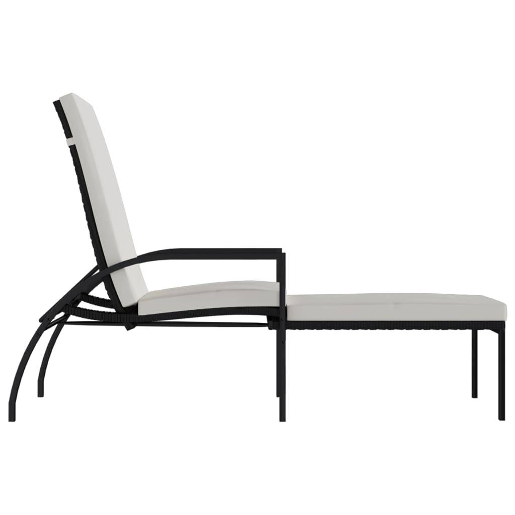 vidaXL Sonnenliege mit Fußhocker PE-Rattan Schwarz