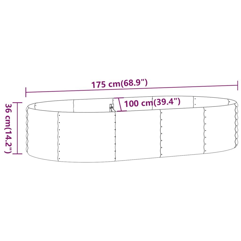 vidaXL Hochbeet Pulverbeschichteter Stahl 175x100x36 cm Anthrazit