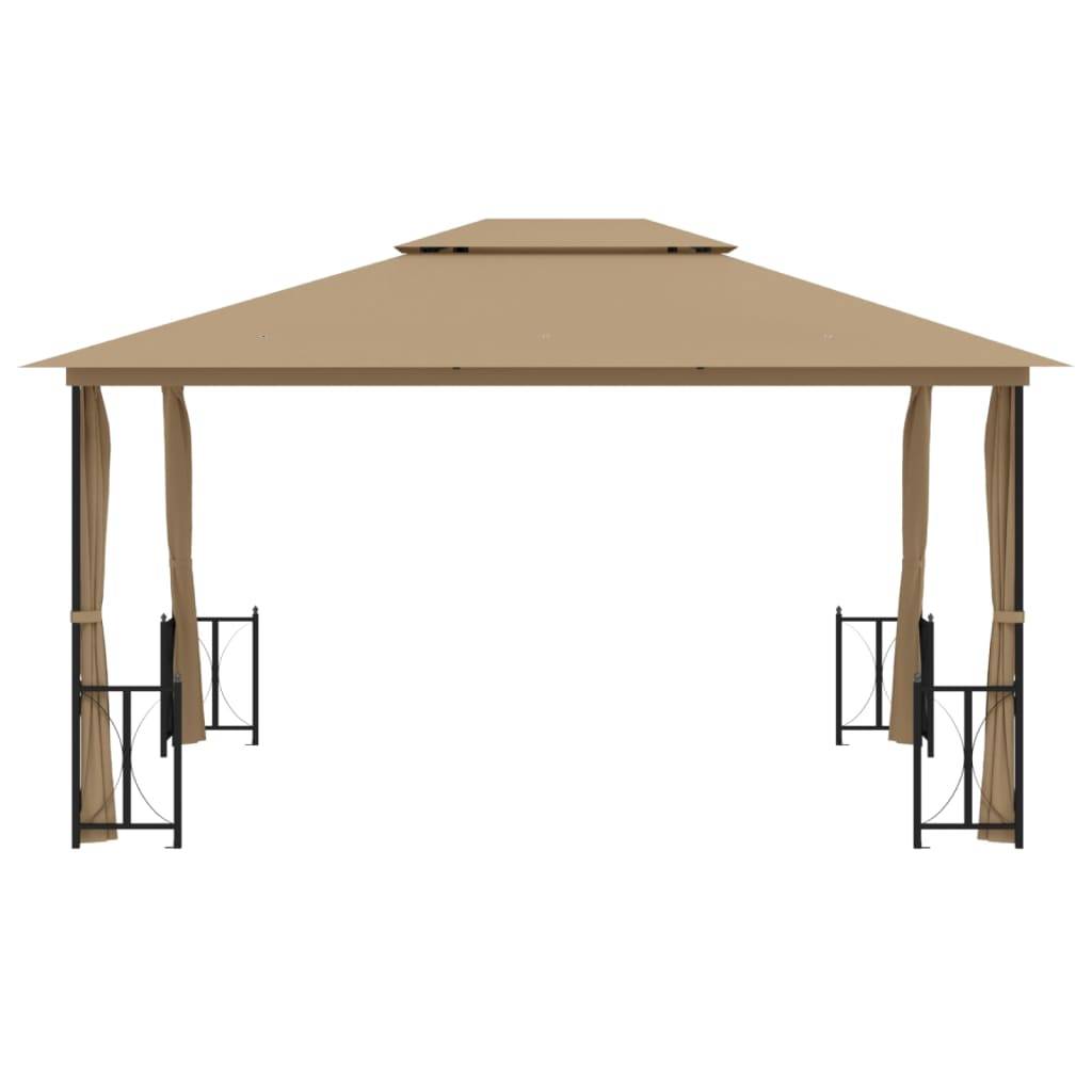 vidaXL Pavillon mit Seitenwänden & Doppeldach 3x4 m Taupe