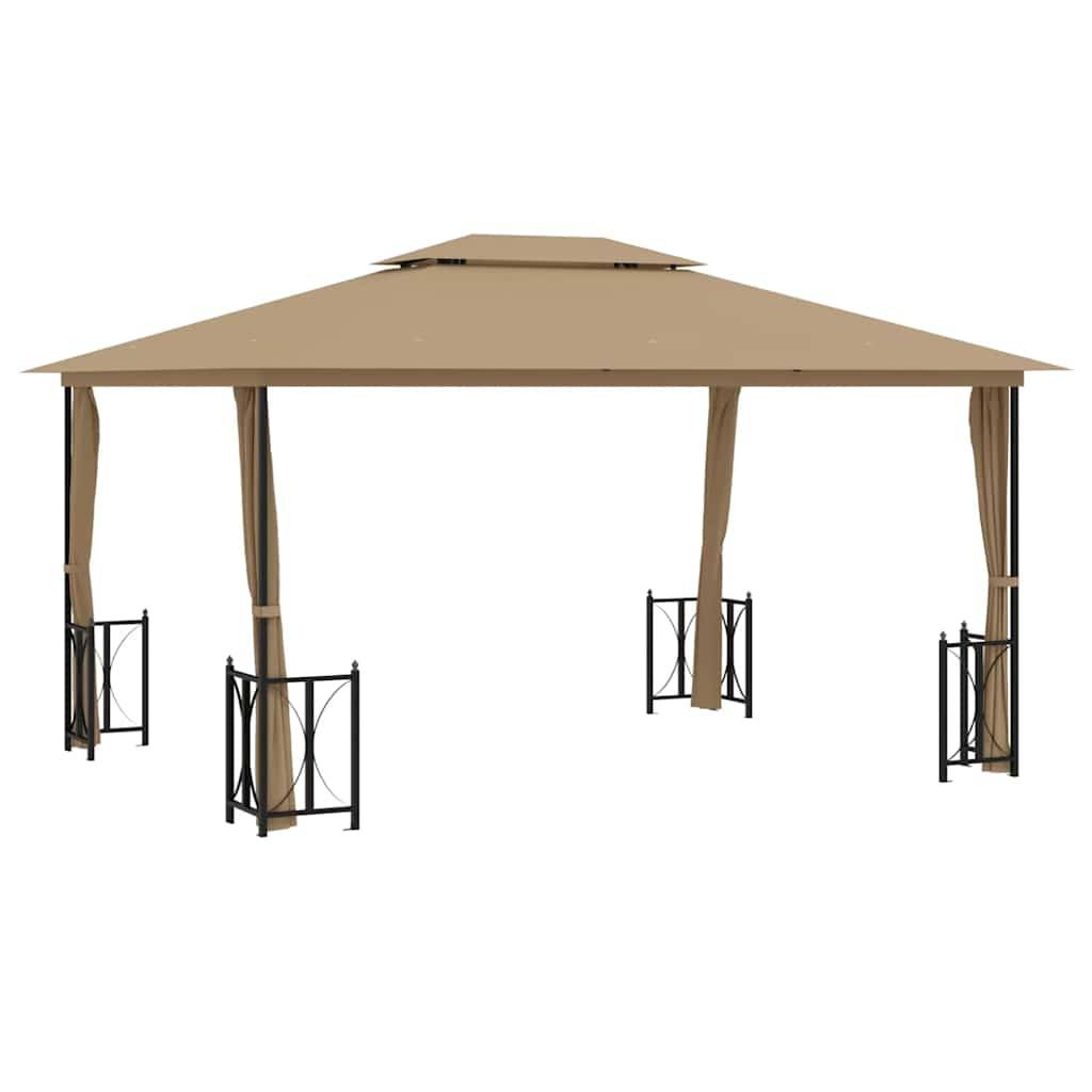 vidaXL Pavillon mit Seitenwänden & Doppeldach 3x4 m Taupe