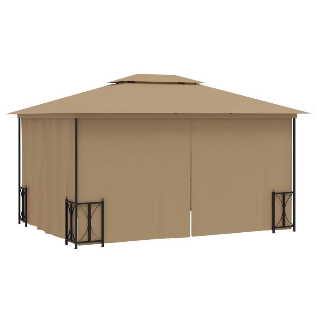 vidaXL Pavillon mit Seitenwänden & Doppeldach 3x4 m Taupe