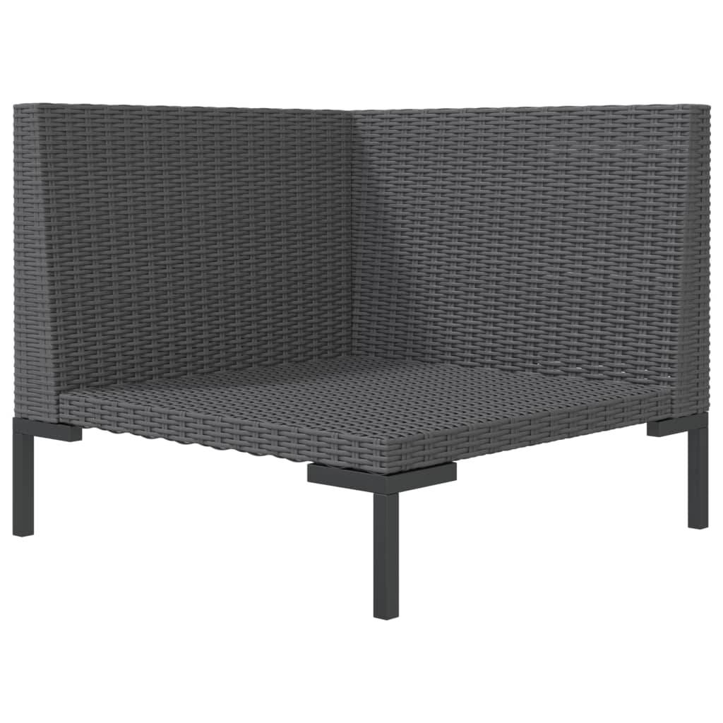 vidaXL Gartensofa mit Kissen Halbrundes Poly Rattan