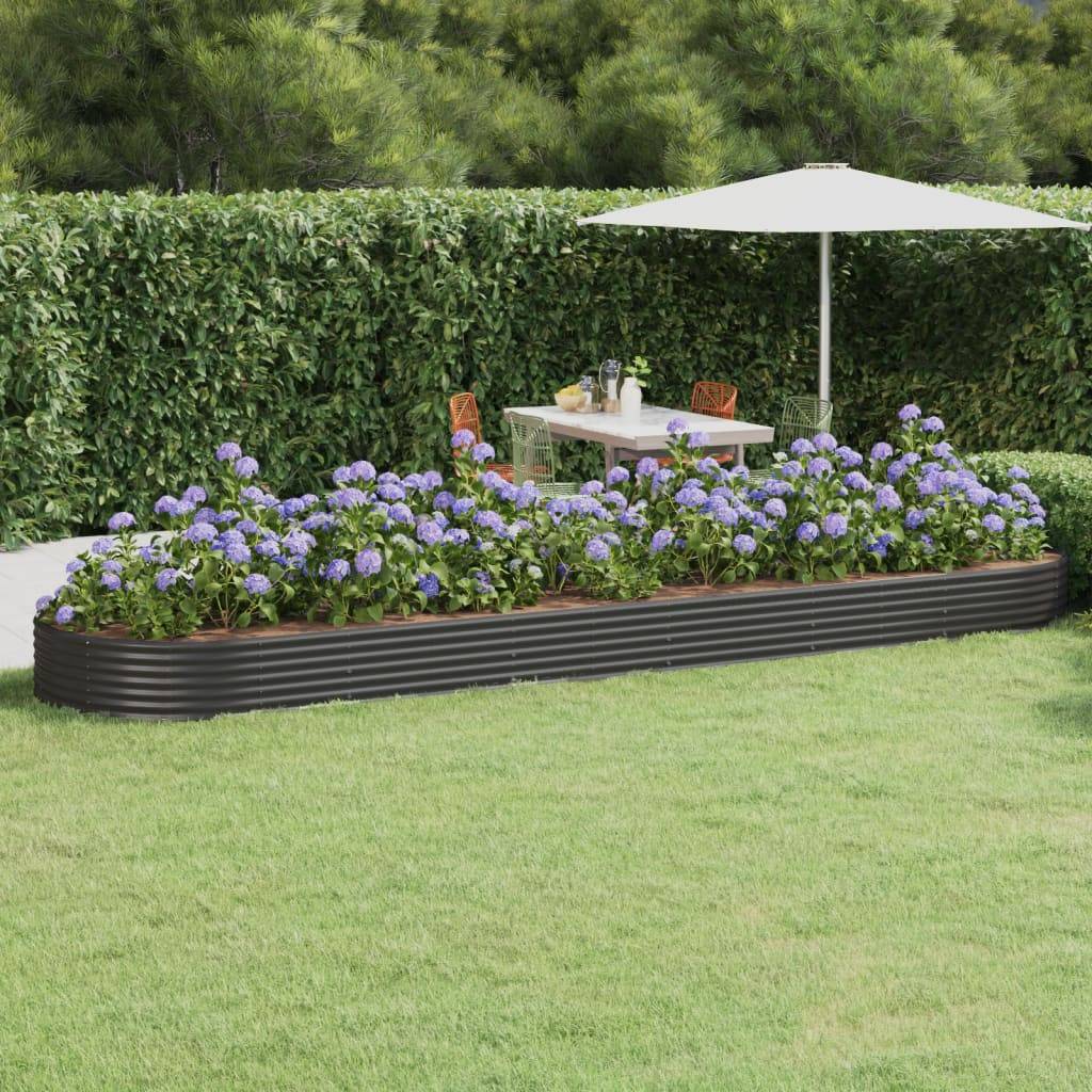 vidaXL Hochbeet Pulverbeschichteter Stahl 523x140x36 cm Anthrazit