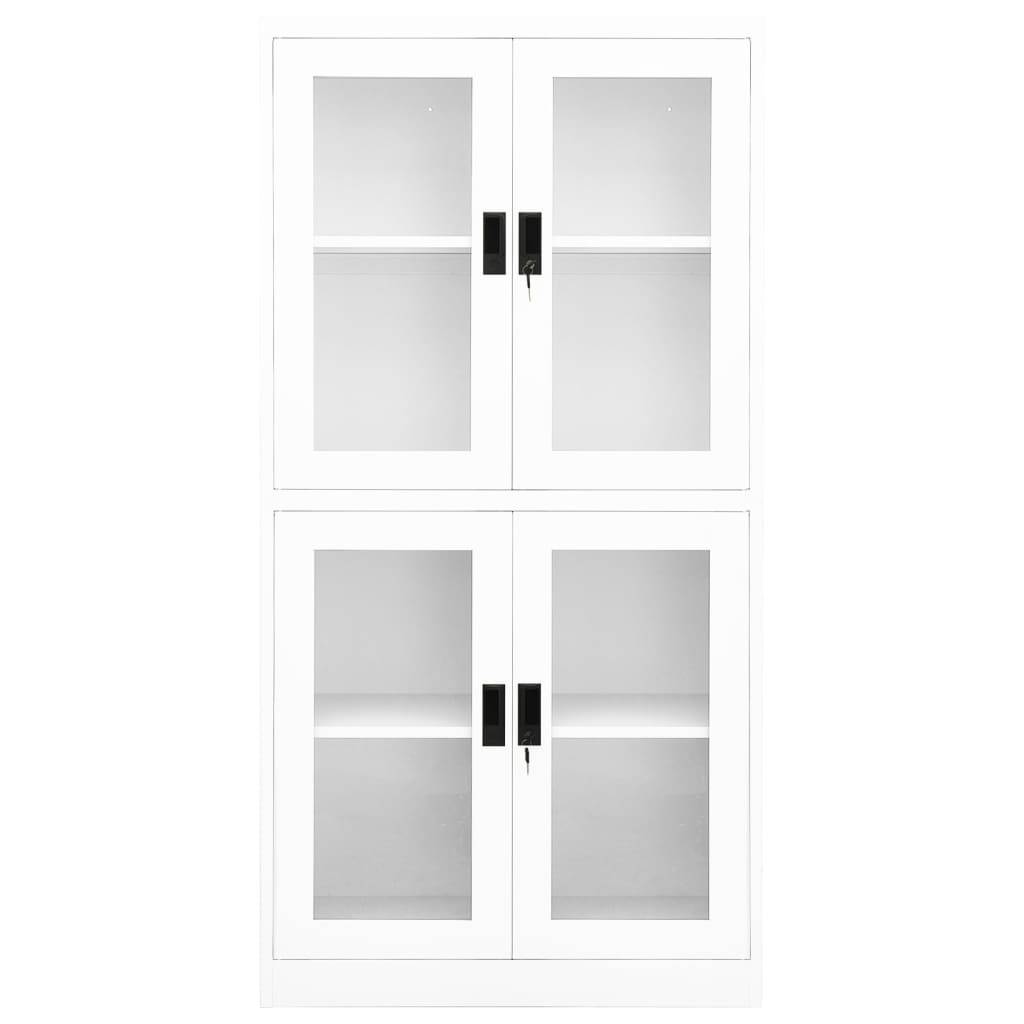 vidaXL Büroschrank Weiß 90x40x180 cm Stahl und Hartglas
