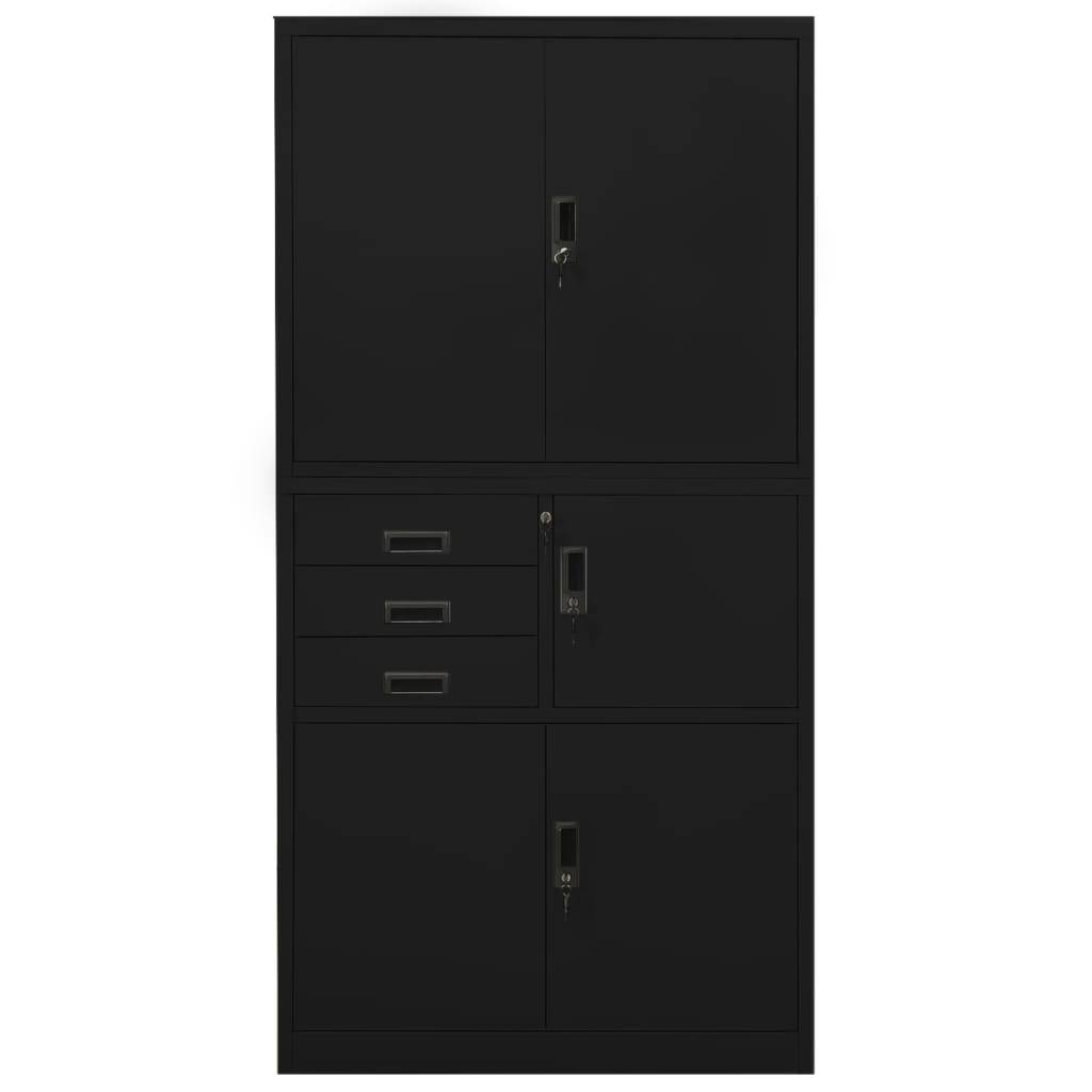 vidaXL Büroschrank Schwarz 90x40x180 cm Stahl