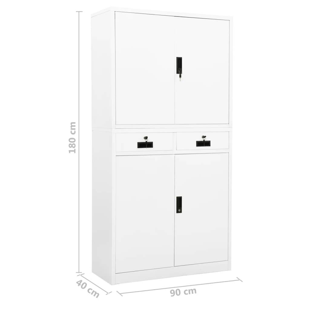 vidaXL Büroschrank Weiß 90x40x180 cm Stahl