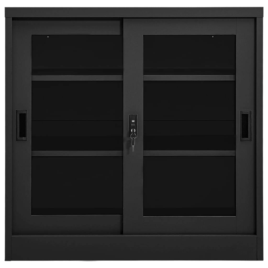 vidaXL Schrank mit Schiebetür Anthrazit 90x40x90 cm Stahl
