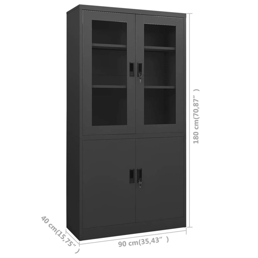 vidaXL Büroschrank Anthrazit 90x40x180 cm Stahl