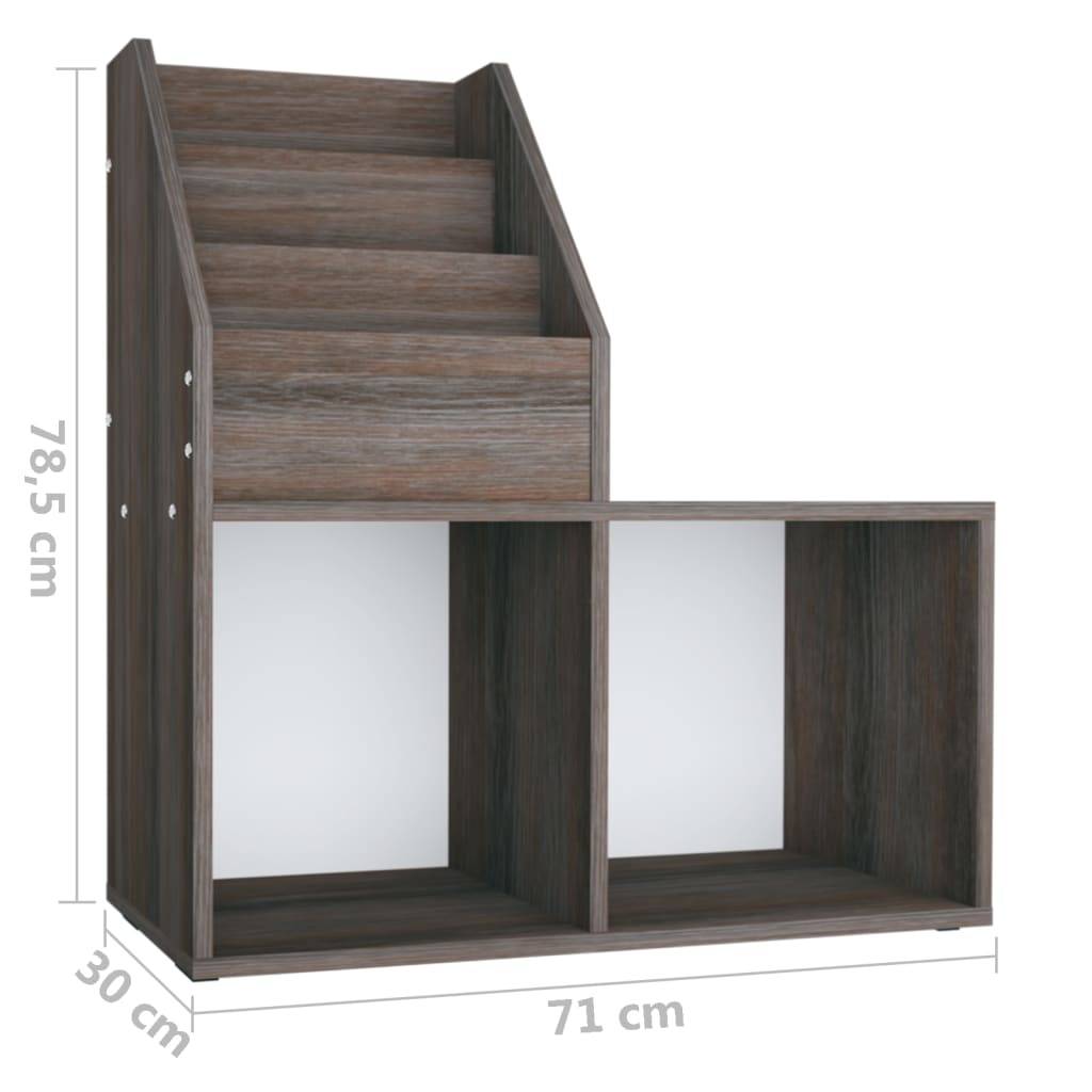vidaXL Kinder-Bücherregal Grau Sonoma-Eiche 71x30x78,5cm Holzwerkstoff