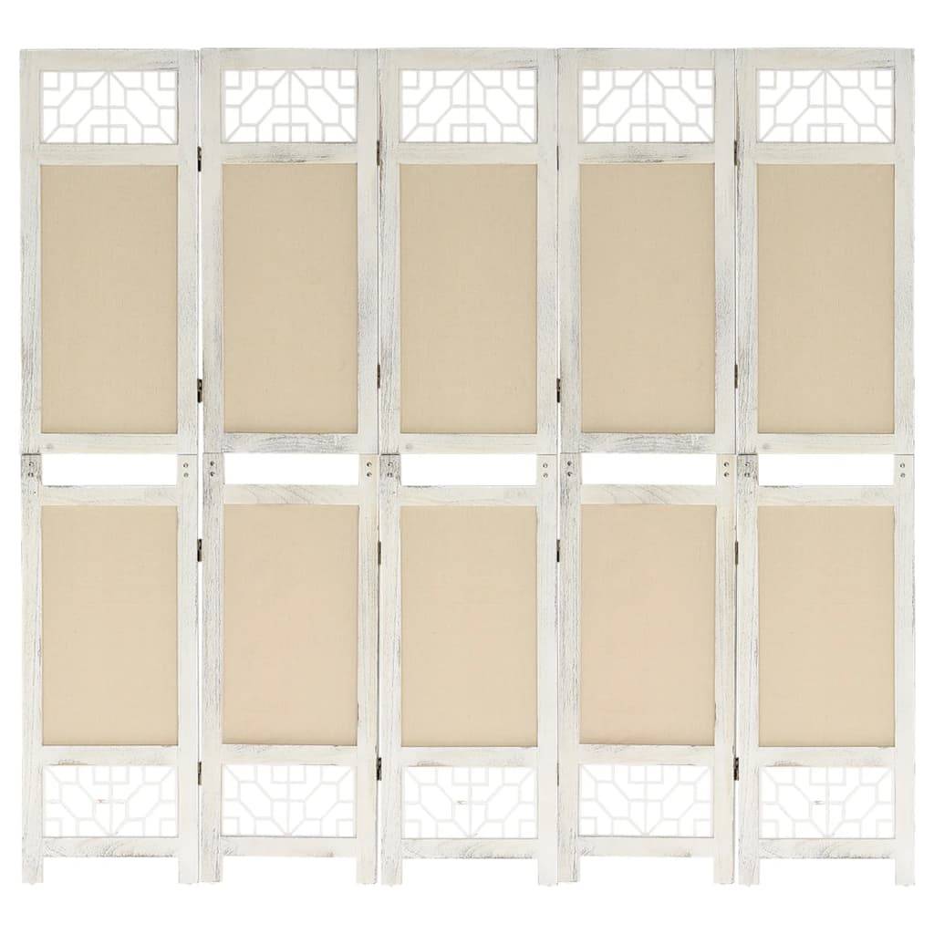 vidaXL 5-tlg. Raumteiler Creme 175x165 cm Stoff