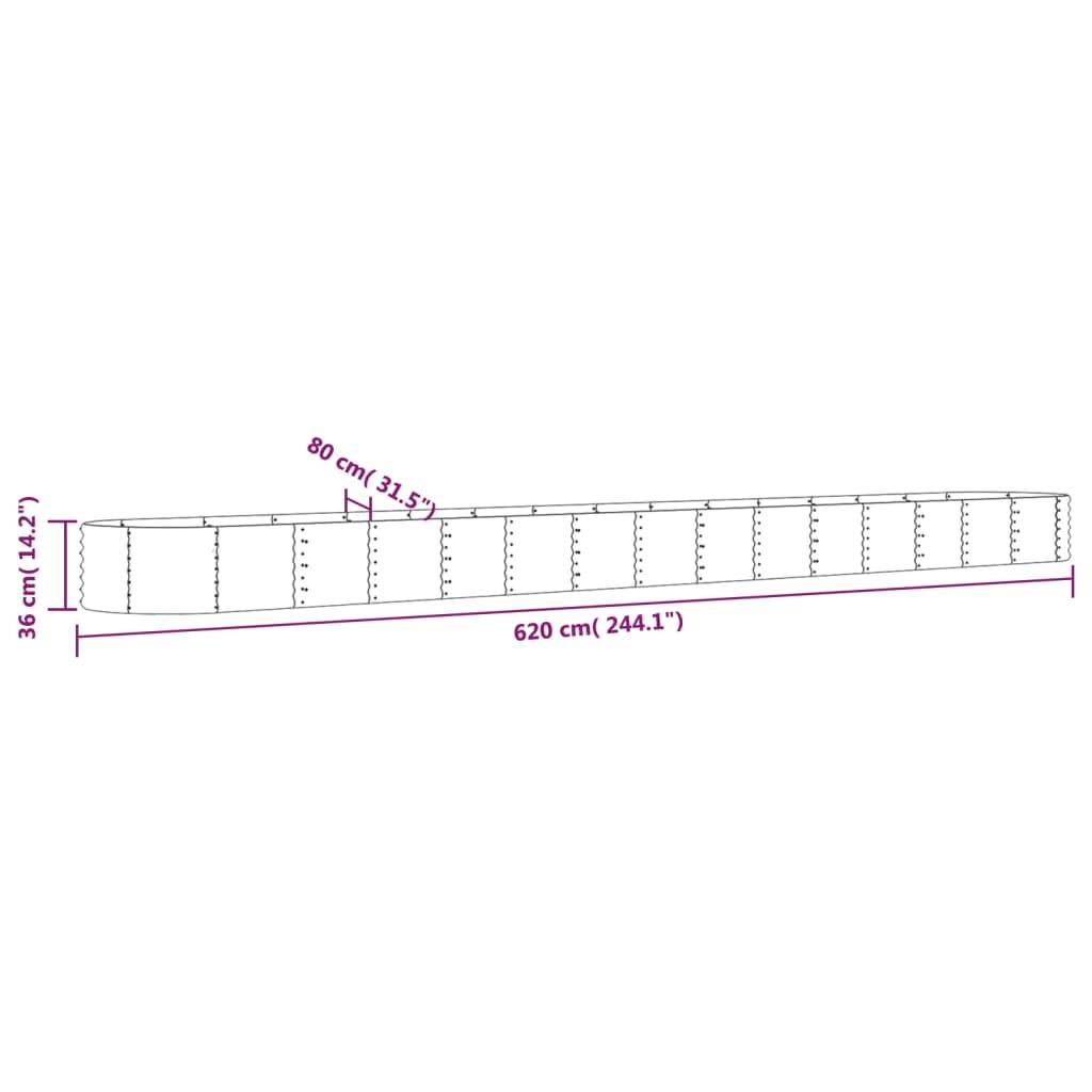 vidaXL Hochbeet Pulverbeschichteter Stahl 620x80x36 cm Grau