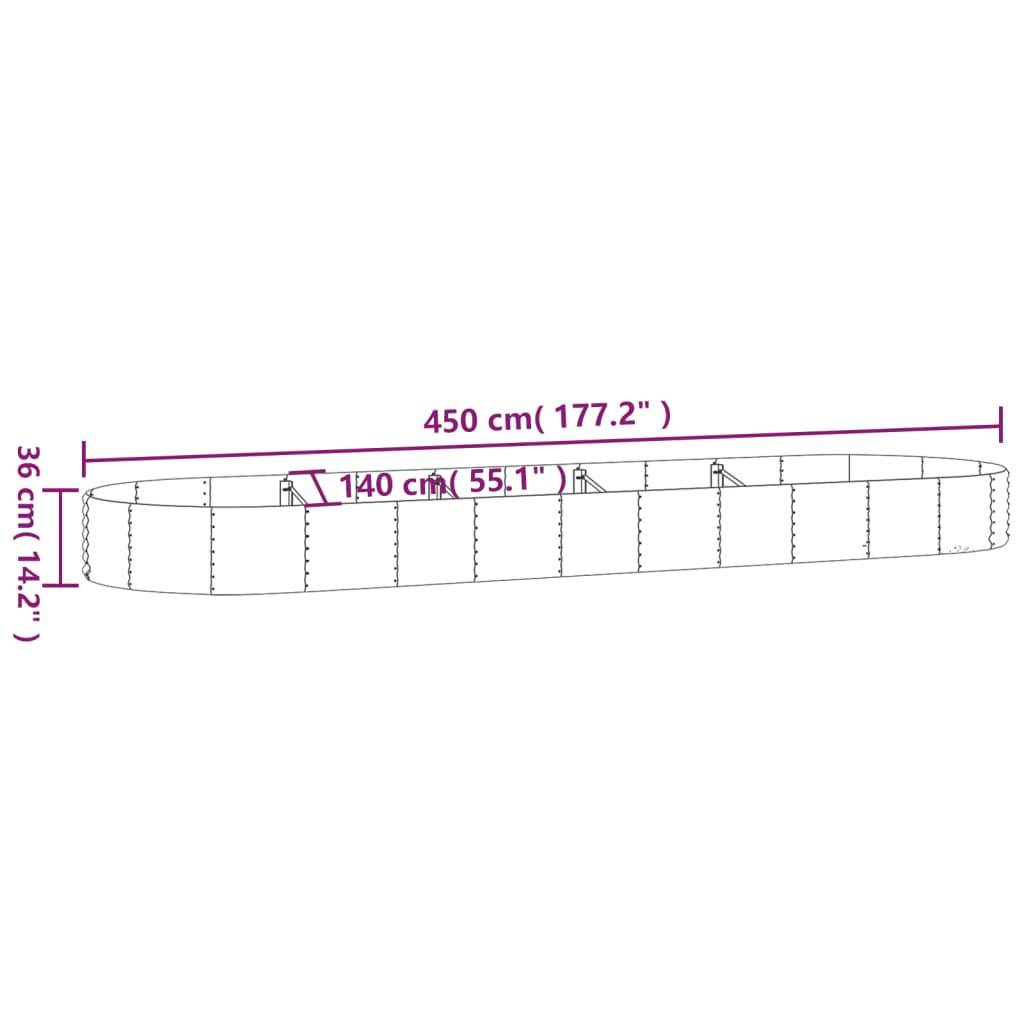 vidaXL Hochbeet Pulverbeschichteter Stahl 450x140x36 cm Braun