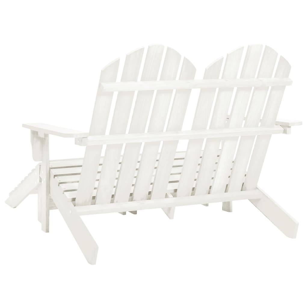 vidaXL Adirondack-Gartenbank 2-Sitzer mit Fußteil Tannenholz Weiß