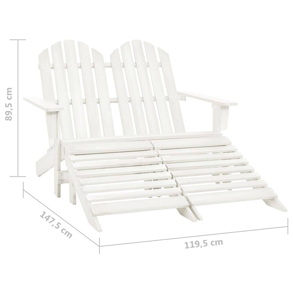vidaXL Adirondack-Gartenbank 2-Sitzer mit Fußteil Tannenholz Weiß