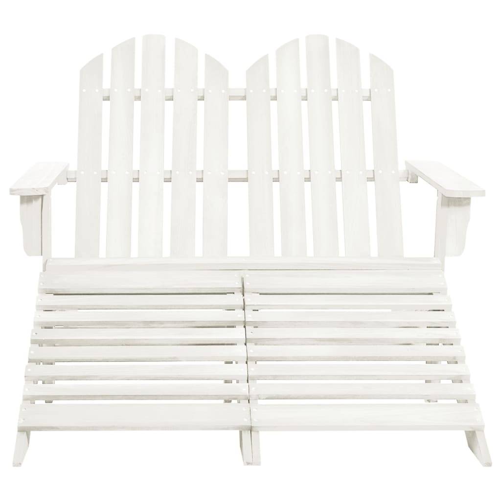 vidaXL Adirondack-Gartenbank 2-Sitzer mit Fußteil Tannenholz Weiß