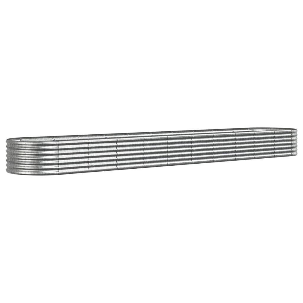 vidaXL Hochbeet Pulverbeschichteter Stahl 440x80x36 cm Silbern
