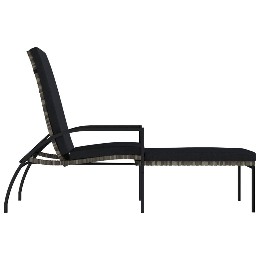 vidaXL Sonnenliege mit Fußhocker PE-Rattan Grau