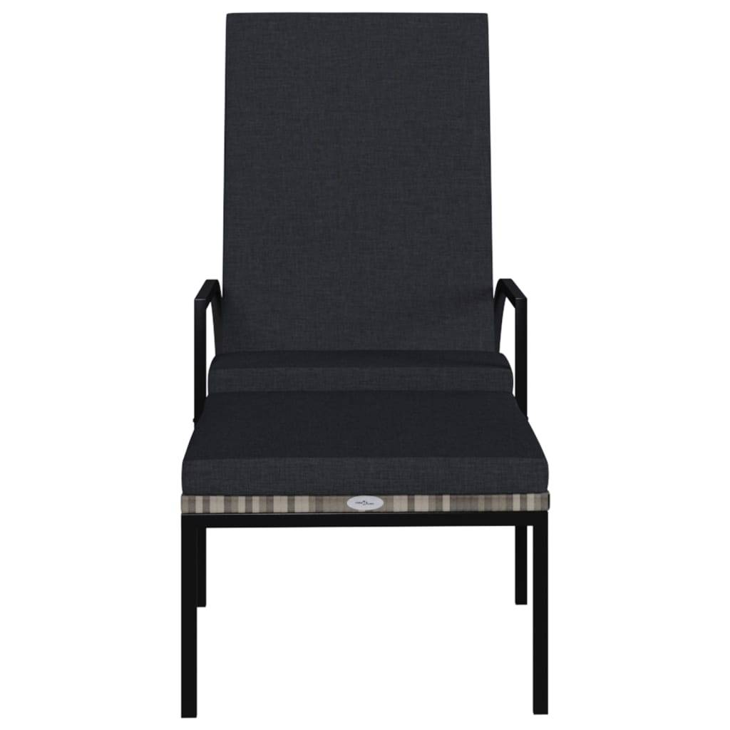 vidaXL Sonnenliege mit Fußhocker PE-Rattan Grau