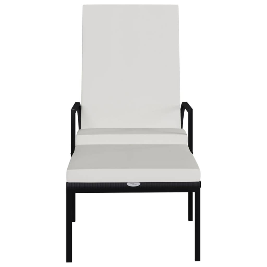 vidaXL Sonnenliegen 2 Stk. mit Fußhocker PE-Rattan Schwarz