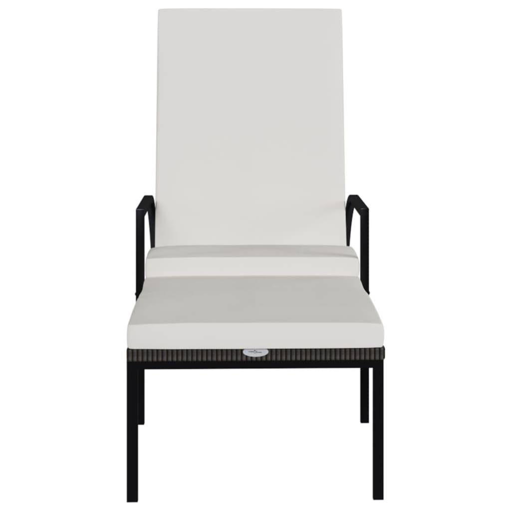 vidaXL Sonnenliege mit Fußhocker PE-Rattan Braun