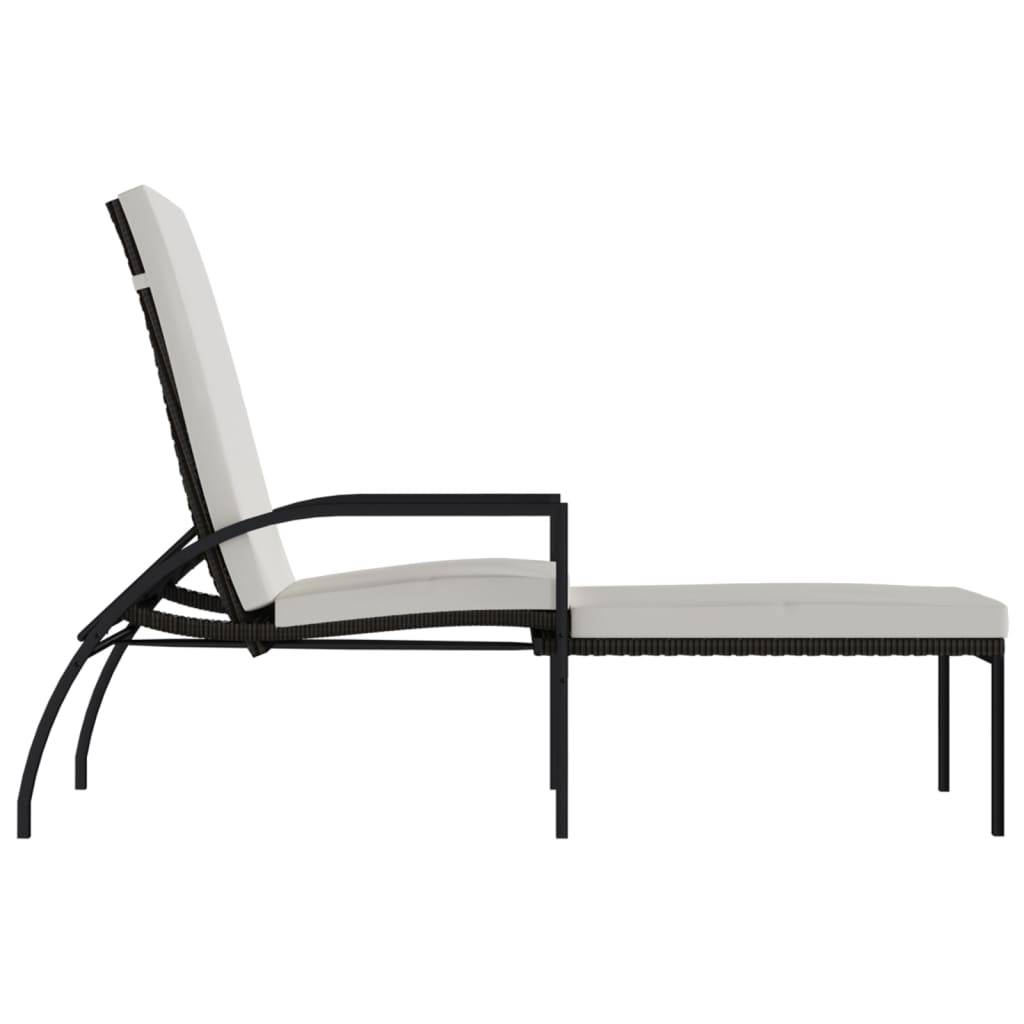vidaXL Sonnenliege mit Fußhocker PE-Rattan Braun