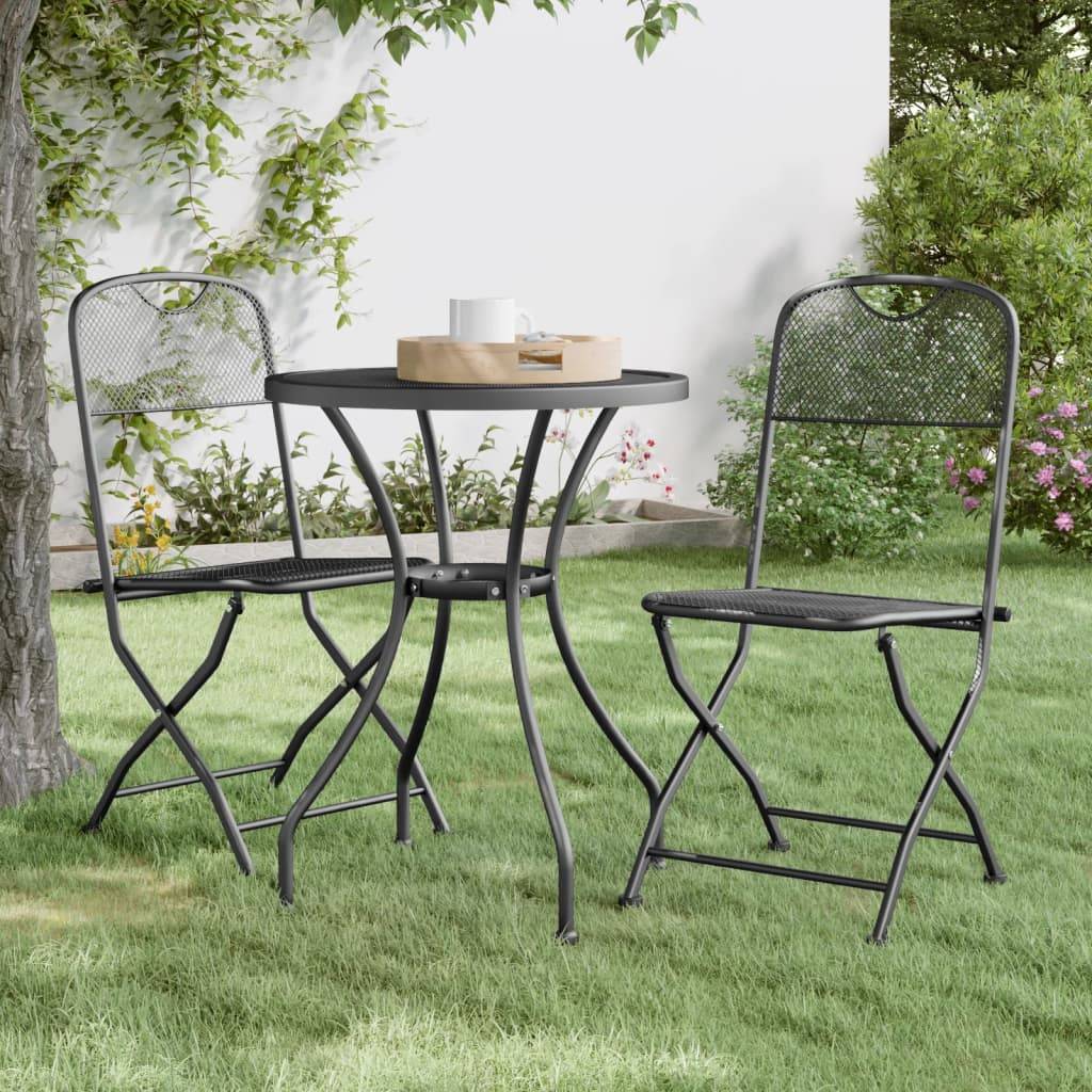 vidaXL Klappbare Gartenstühle 2 Stk. Streckgitter Anthrazit