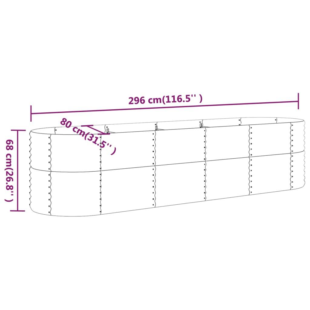 vidaXL Hochbeet Pulverbeschichteter Stahl 296x80x68 cm Braun