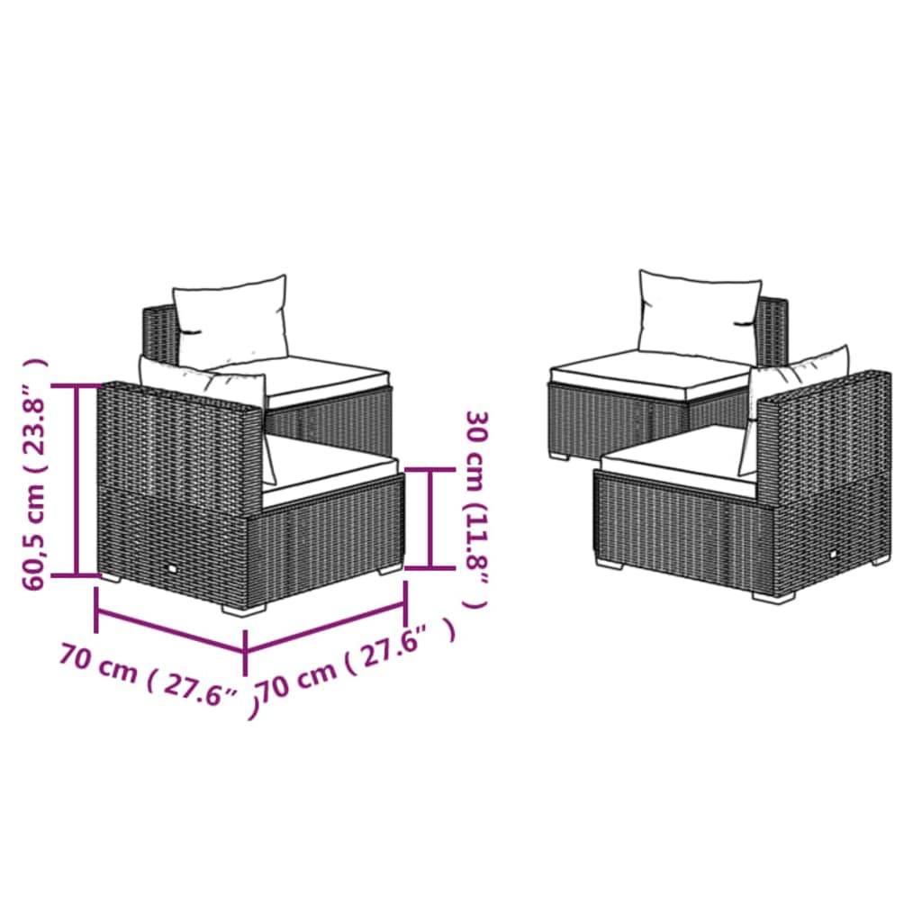 vidaXL 4-tlg. Garten-Lounge-Set mit Auflagen Poly Rattan Schwarz