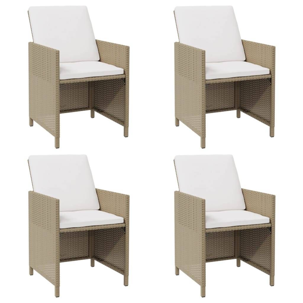 vidaXL Gartenstühle mit Kissen 4 Stk. Poly Rattan Beige