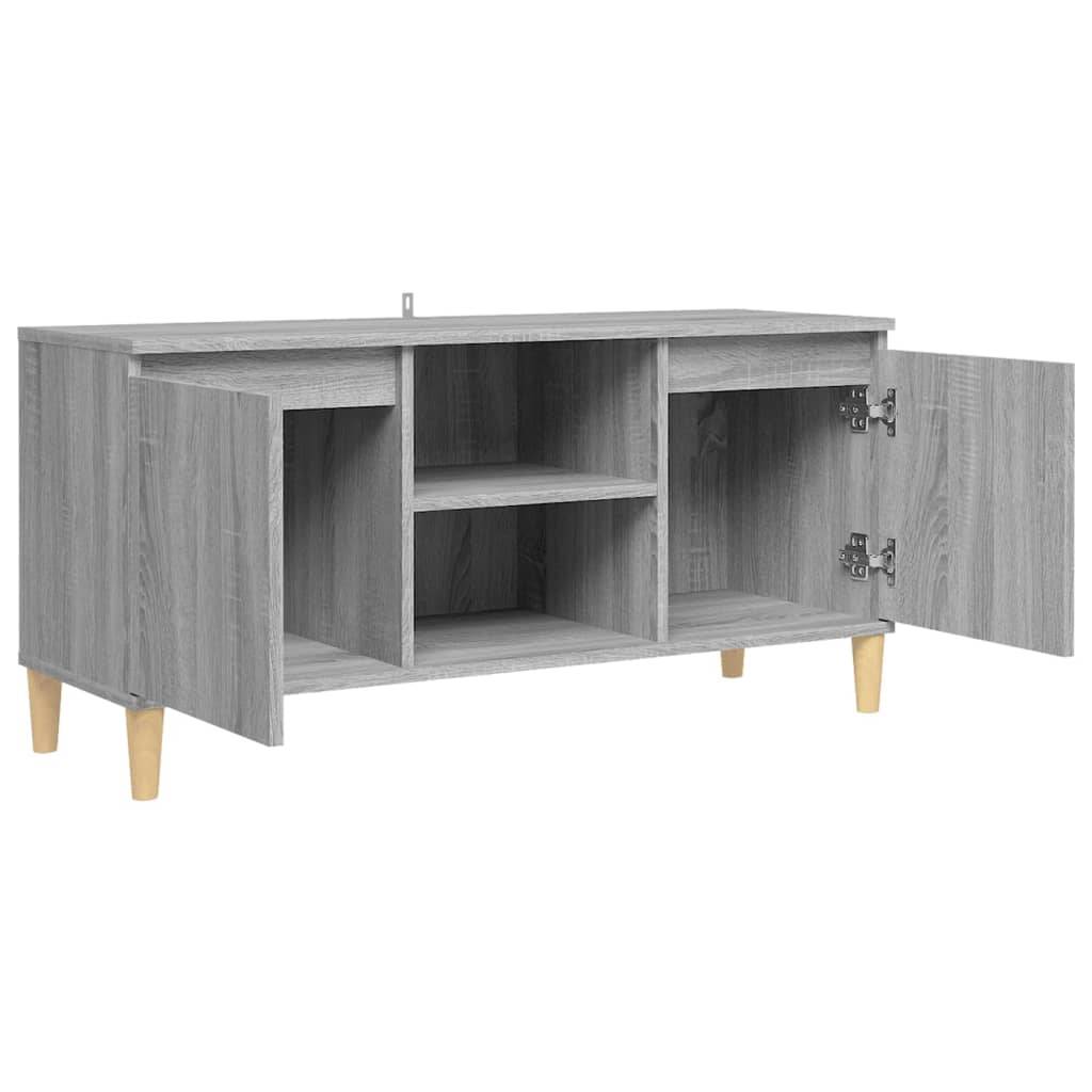 vidaXL TV-Schrank mit Massivholz-Beinen Grau Sonoma 103,5x35x50 cm