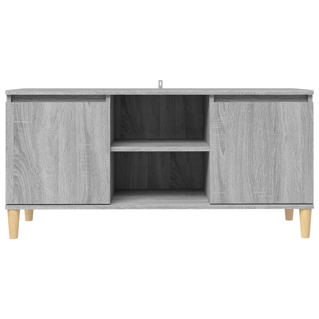 vidaXL TV-Schrank mit Massivholz-Beinen Grau Sonoma 103,5x35x50 cm