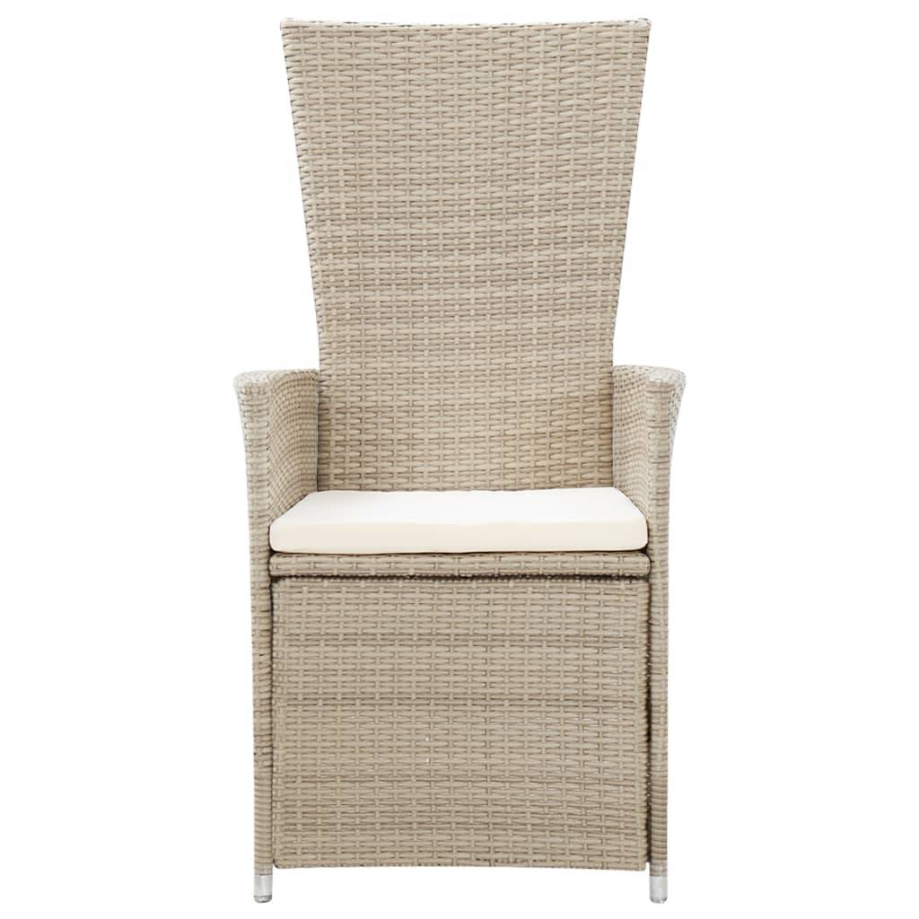 vidaXL Garten-Liegestühle 2 Stk. mit Auflagen Poly Rattan Beige
