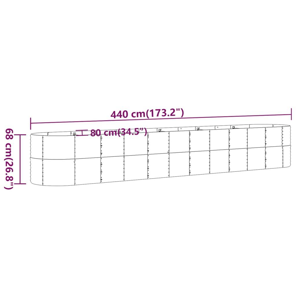 vidaXL Hochbeet Pulverbeschichteter Stahl 440x80x68 cm Grau
