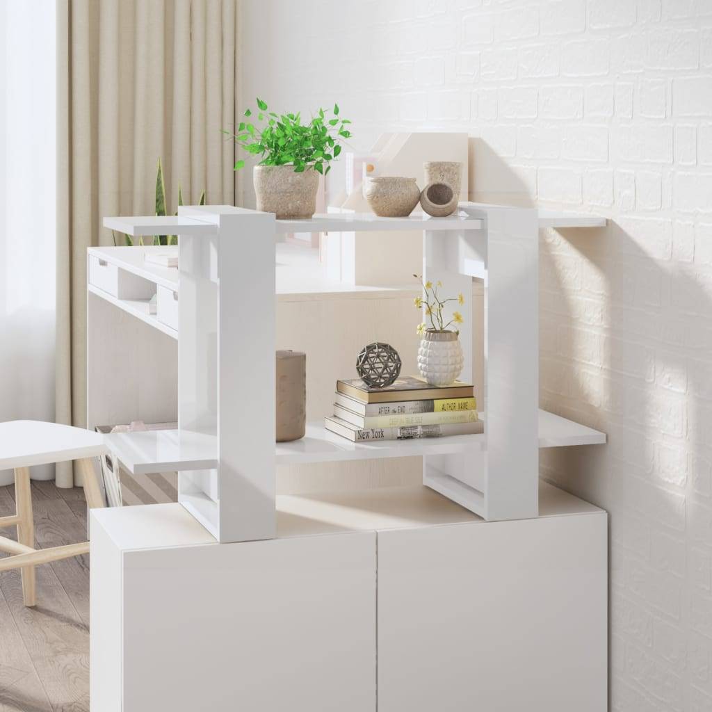 vidaXL Bücherregal/Raumteiler Hochglanz-Weiß 80x30x51 cm