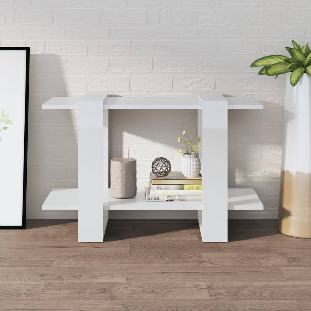 vidaXL Bücherregal/Raumteiler Hochglanz-Weiß 80x30x51 cm