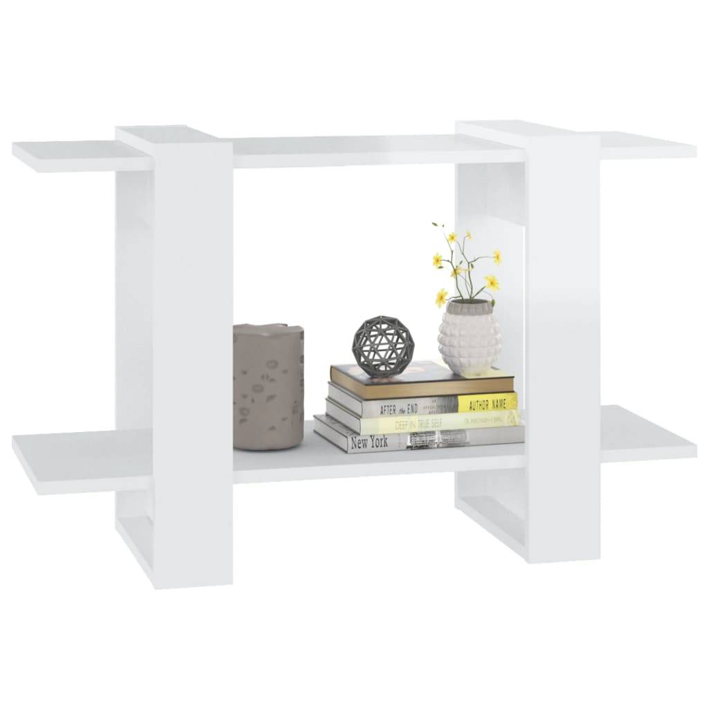 vidaXL Bücherregal/Raumteiler Hochglanz-Weiß 80x30x51 cm