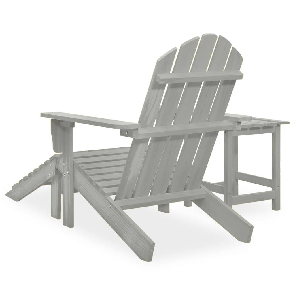 vidaXL Adirondack-Gartenstuhl mit Fußstütze & Tisch Tannenholz Grau